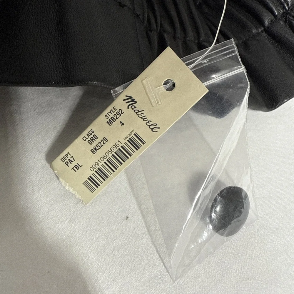 Madewell With Tags Black Vegan Faux Leather Paper Bag Tapered Ankle Pants 4 - Picture 11 of 14